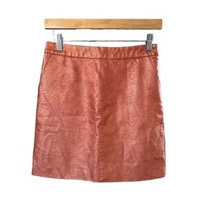 Topshop Copper Metallic Faux Leather Mini Skirt Size: 4